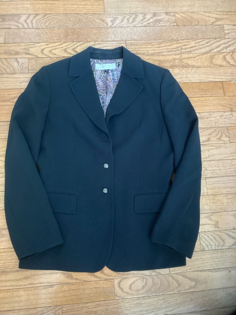 Tahari Arthur S. Levine Women's Black Notched-Collar Blazer with Paisley Lining